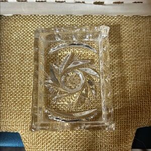 Vintage 1960’s Bohemia Lead Crystal Ashtray/Trinket Dish 2.5”L x 2”W. EUC